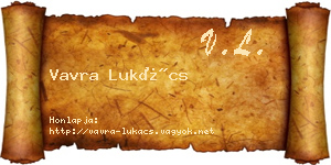 Vavra Lukács névjegykártya